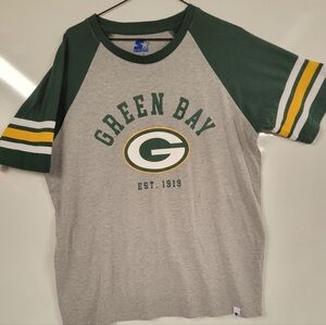 Starter Green Bay Packers Men's Large T-Shirt Cheesehead logo spellout NFL 🏈🧀